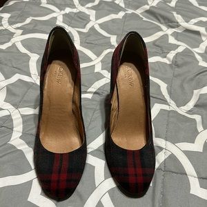 J Crew Plaid Wedge Heels